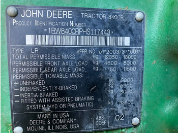 Tracteur agricole John Deere 8400R: photos 2