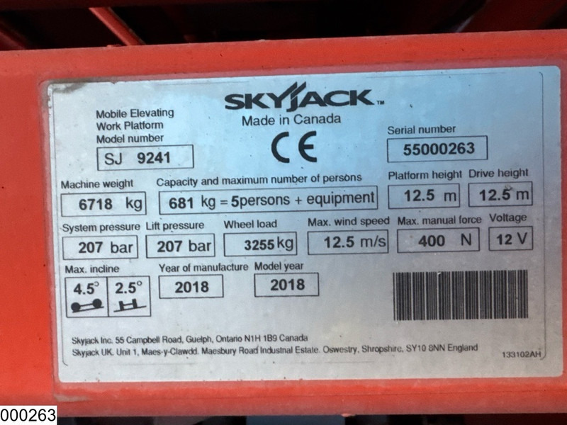 Skyjack SJ9241RT 4x4, H 12,5 mtr, Max 681 kg — crédit-bail Skyjack SJ9241RT 4x4, H 12,5 mtr, Max 681 kg: photos 7