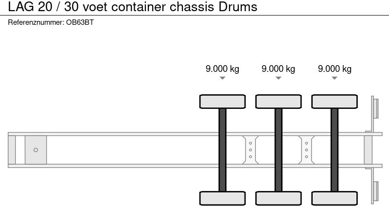 Semi-remorque porte-conteneur/ Caisse mobile LAG 20 / 30 voet container chassis Drums: photos 19